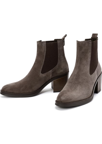 Kadın Vizon Topuklu Süet Deri Kovboy Bot 25WFD200610 modelleri