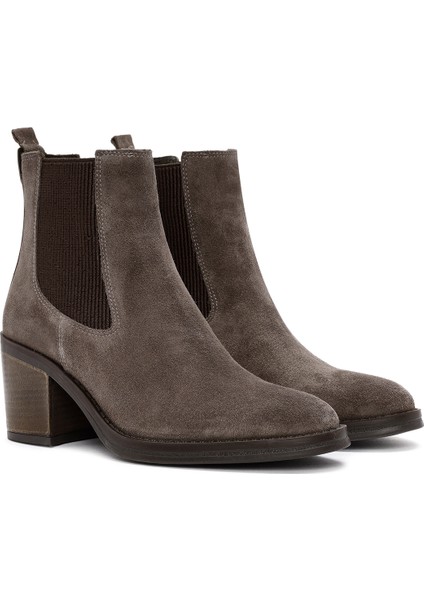 Kadın Vizon Topuklu Süet Deri Kovboy Bot 25WFD200610 indirimleri
