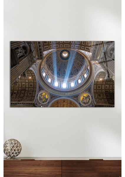 Italya Roma Aziz Petrus Bazilikası Cam Tablo, Modern Ev ve Ofis Dekoru, Hediyelik Duvar Dekorasyonu