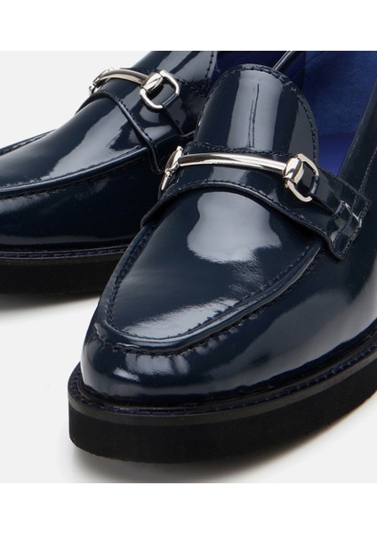 01Ayh291740A680 Deri Lacivert Kadın Loafer modelleri