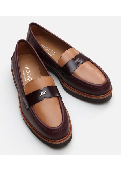 01AYH291760A737 Deri Bordo Kadın Loafer modelleri