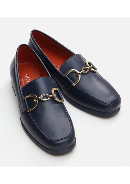 01Ayh291750A680 Deri Lacivert Kadın Loafer modelleri