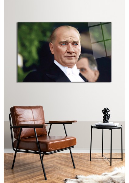 Renklendirilmiş Atatürk Portresi Cam Tablo, Modern Ev ve Ofis Dekoru, Hediyelik Duvar Dekorasyonu fiyatları