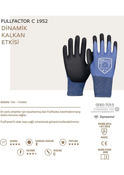 Fullfactor C 1952 Kesilmeye Dayanıklı Eldiven L Beden, No:9 fiyatları