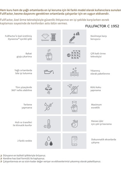 Fullfactor C 1952 Kesilmeye Dayanıklı Eldiven L Beden, No:9 modelleri