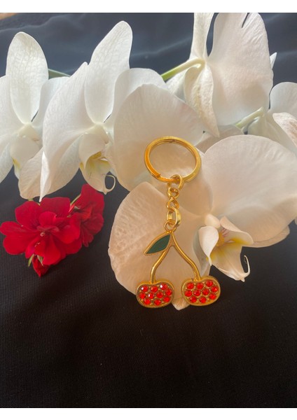 Zirkon Taşlı Kiraz Anahtarlık [gold-Gümüş] fiyatları