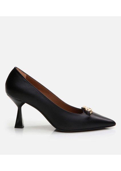 01AYH294360A100 Deri Siyah Kadın Stiletto