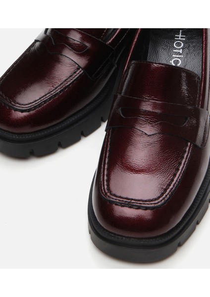 01AYH294730A780 Deri Bordo Kadın Loafer modelleri