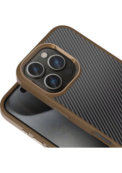 Apple iPhone 16 Pro Max Kılıf Karbon Fiber Görünümlü Parlak Kamera Çerçeveli Vlmr Venus Kapak-Siyah fiyatları