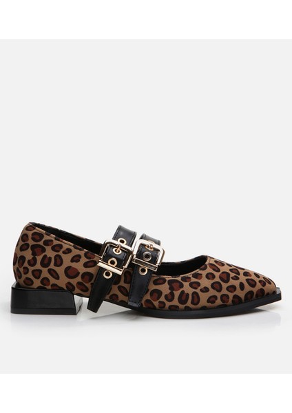 Kadın Mary Jane Leopar Desenli Loafer