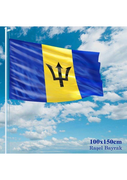 Barbados Bayrağı Raşel Kumaş 100 x 150 cm