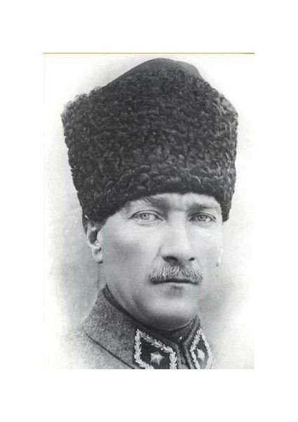 Kalpaklı Gazi Mustafa Kemal Atatürk - Siyah Beyaz Portre Poster Cephe Bayrak -200X300CM -2X3METRE