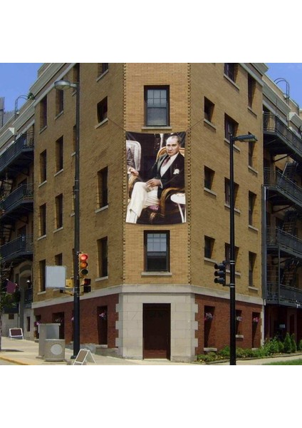 Sivil Mustafa Kemal Atatürk Poster Dış Cephe Bayrağı - Bayrak 200 x 300 cm