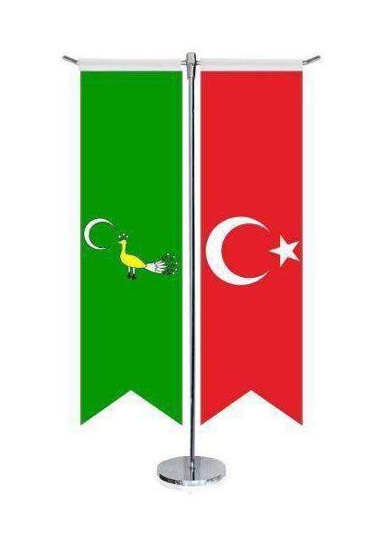 Gazne Devleti Bayrağı 17 Eski Türk Devletleri ve Türkiye Kırlangıç Saten T Direk Masa Bayrağı 2'li