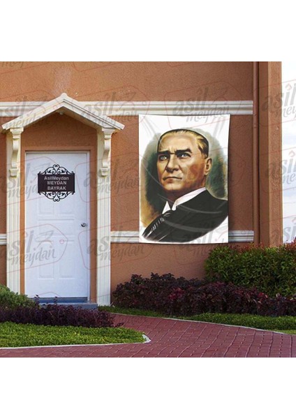 Gazi Mustafa Kemal Atatürk - Yağlı Boya Efekti - Portre - Sivil Poster Bayrağı 100x150 cm