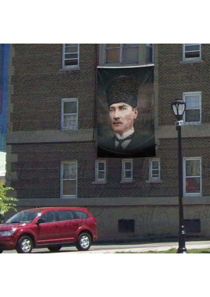 Sivil Kaplaklı Gazi Mustafa Kemal Atatürk -Poster Cephe Bayrak - 300X450CM