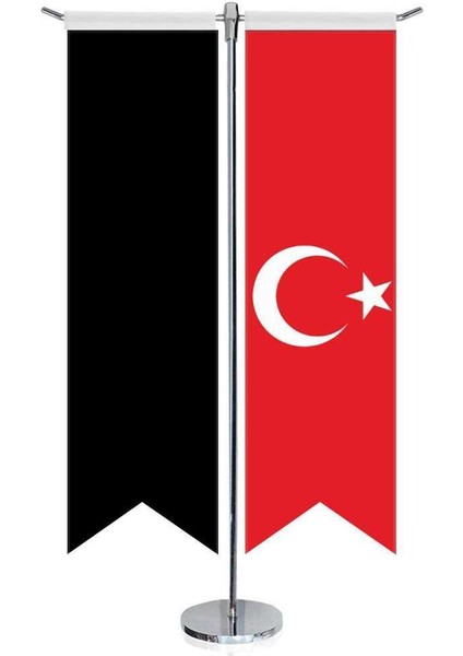 Harzemşah Bayrağı 17 Eski Türk Devletleri ve Türkiye Kırlangıç Saten T Direk Masa Bayrağı 2'li