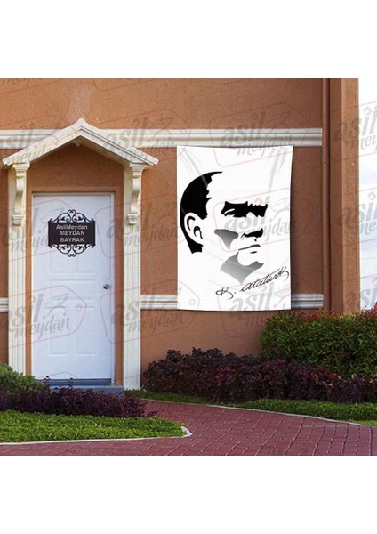 Gazi Mustafa Kemal Atatürk Silüeti Kemal Atatürk İmzalı Poster Bayrağı 100 x 150 cm