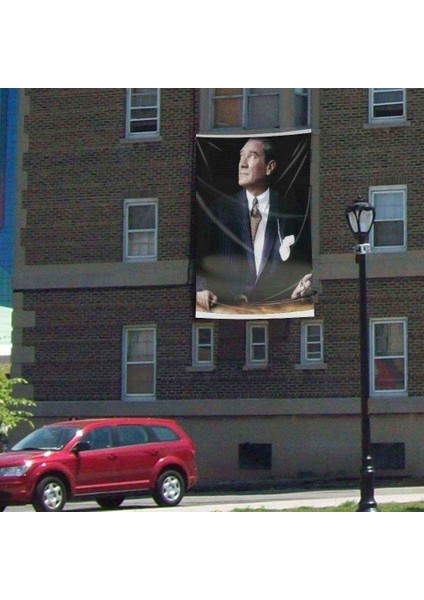 Göğe Bakan Sivil Mustafa Kemal Atatürk Poster Dış Cephe Bayrak 300 x 450 cm