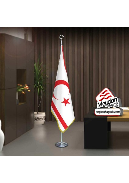 Kuzey Kıbrıs Türk Cumhuriyeti Bayrak -Ofis -Makam-Toplantı Odaları -Direkli -Saçaklı Makam Bayrağı
