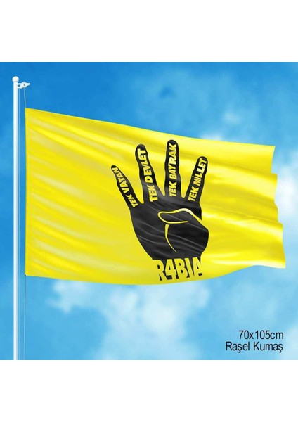 Rabia Tek Vatan Devlet Bayrak Millet Bayrağı 70 x 105 cm