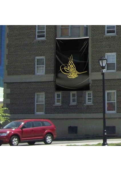Osmanlı Tuğrası Bayrağı Siyah Tuğra Raşel Bayrak 300X450 cm