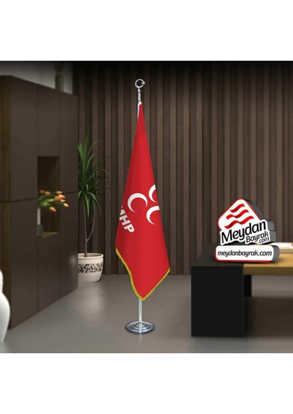 Milliyetçi Hareket Partisi Mhp Bayrak -Ofis -Makam-Toplantı Odaları -Direkli -Saçaklı Makam Bayrağı