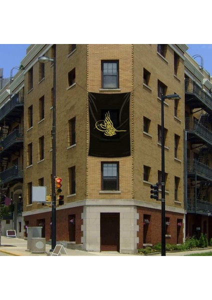 Osmanlı Tuğrası Bayrağı Siyah Tuğra Raşel Bayrak 200X300CM - Flama - Bayrak