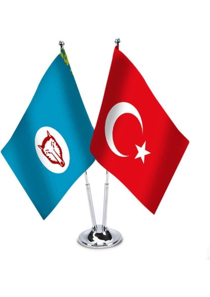 Gagavuz Türkiye İkili Saten Masa Bayrağı