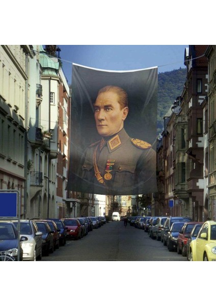 Üniformalı Gazi Mustafa Kemal Atatürk Poster Dış Cephe Bayrak 400 x 600 cm