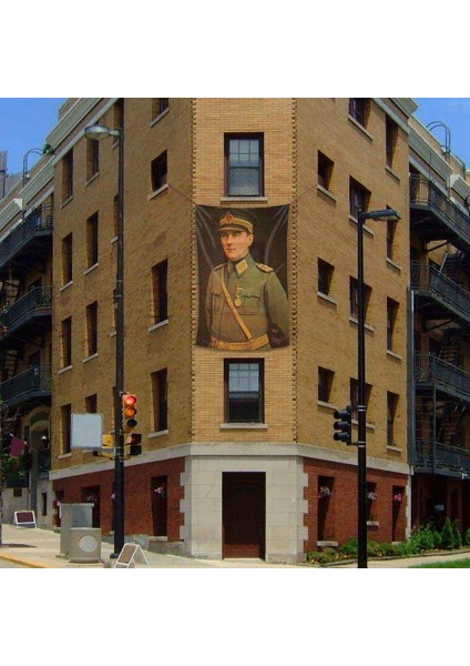 Üniformalı Gazi Mustafa Kemal Atatürk Poster Cephe Bayrak - 200X300CM (2 x 3 Metre)