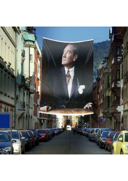 Göğe Bakan Mustafa Kemal Atatürk Poster Cephe Bayrak 400 x 600 cm