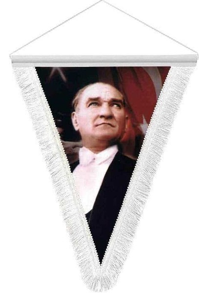 Ayyıldız- Türk Bayrağı - Mustafa Kemal Atatürk - Saten Hatıra Üçgen Flama Bayrak