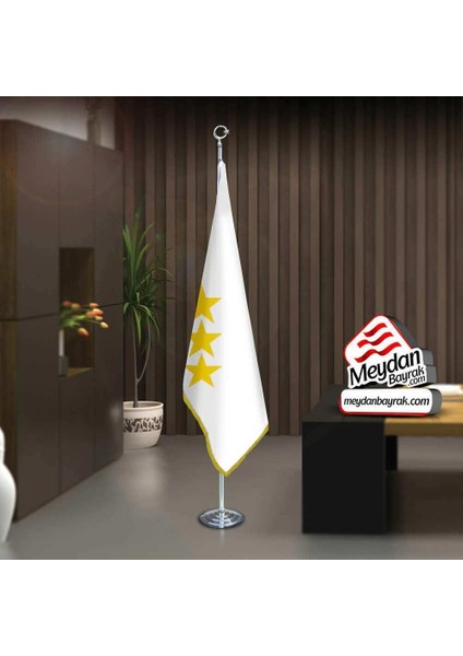 Ak Hun Imp. Bayrağı-17 Eski Türk Devleti-Ofis-Toplantı Odaları -Direkli -Saçaklı Makam Bayrağı