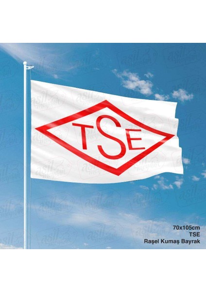 Tse Beyaz Zemin Türk Standartları Enstitüsü Gönder Bayrağı Raşel Kumaş Bayrak 70 x 105 cm