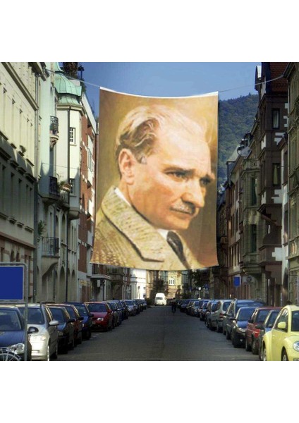 Mustafa Kemal Atatürk Portre Cephe Poster Bayrak -400X600CM -4x6 Metre