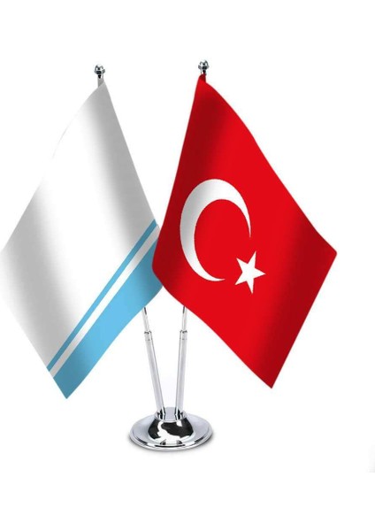 Dağlık Altay Türkiye İkili Saten Masa Bayrağı