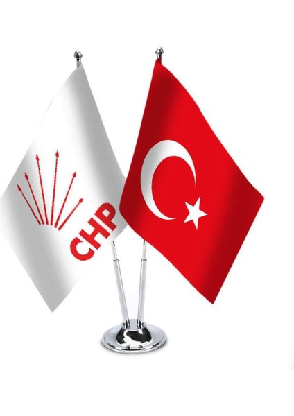Beyaz, Chp ve Türkiye İkili Saten Masa Bayrağı