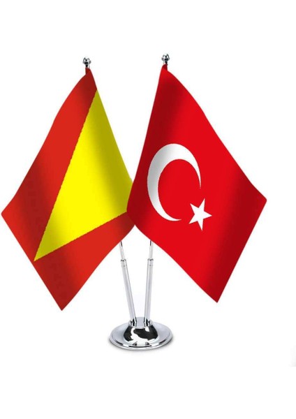 Babür Imparatorluğu Türkiye İkili Saten Masa Bayrağı