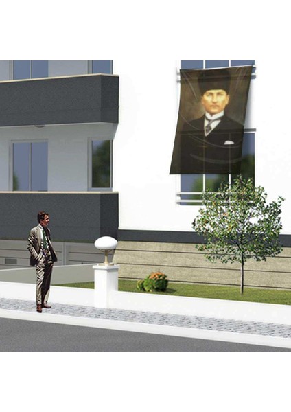 Kalpaklı Mustafa Kemal Atatürk Poster Cephe Bayrağı 150 x 225 cm