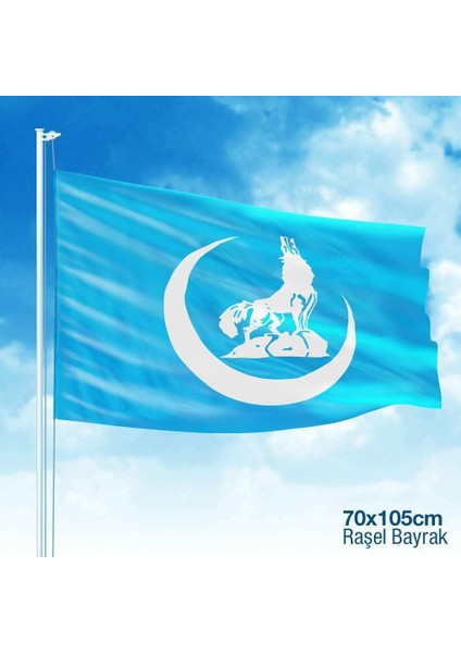Bozkurt Hilal Mavi Sancak Bayrak Mhp Raşel Kumaş 70 x 105 cm