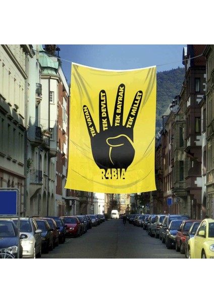 Raşel Kumaş Rabia Bayrak -( Tek Vatan, Tek Devlet, Tek Bayrak, Tek Millet ) 400X600 cm