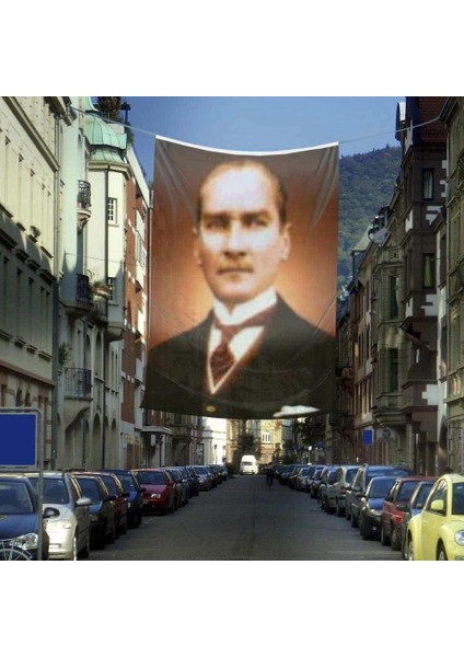 Mustafa Kemal Atatürk Sivil Portre - Poster Dış Cephe Bayrağı 400 x 600 cm