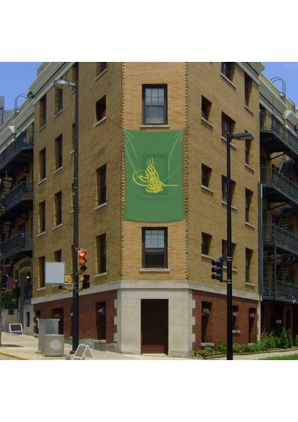 Osmanlı Tuğrası Bayrağı Yeşil Tuğra Raşel Bayrak 200X300 cm - Flama