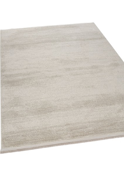 Halı Lorenda 8421 Ekru Yumuşak Dokulu Spor Desenli Saçaklı Halı