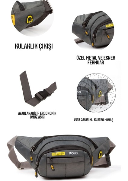 Su Geçirmez Kulaklık ve Çok Fonksiyonlu Spor Çanta, Unisex, Gri modelleri