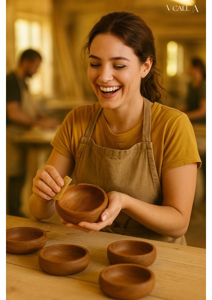 Rustik Tarz 4’lü Ahşap Kase Takımı – Kayın Ağacı, Meyve Sebze Sunumları Için modelleri