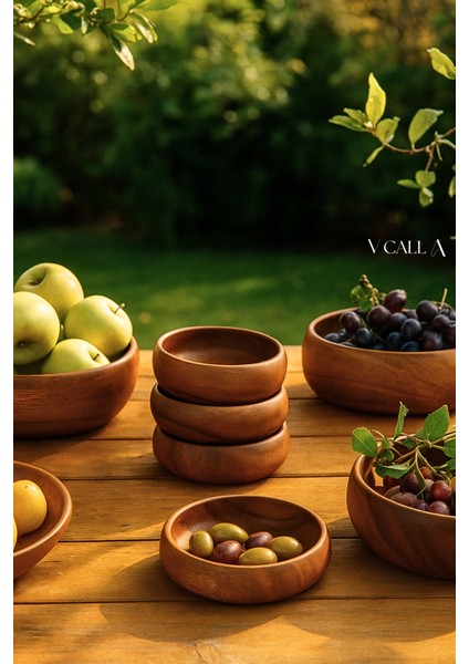 Rustik Tarz 4’lü Ahşap Kase Takımı – Kayın Ağacı, Meyve Sebze Sunumları Için indirimleri