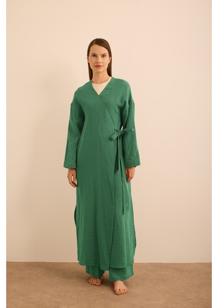 4325111 Viscon Cotton , Yandan Bağlamalı Sabahlık