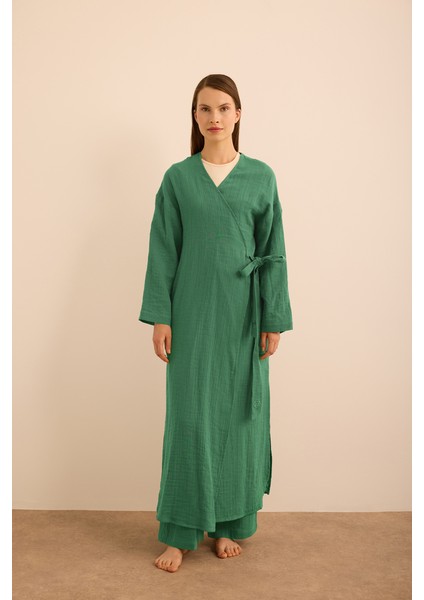 4325111 Viscon Cotton , Yandan Bağlamalı Sabahlık indirimleri